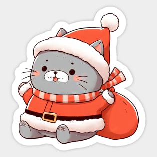 Fat Christmas Cat Santa Sticker